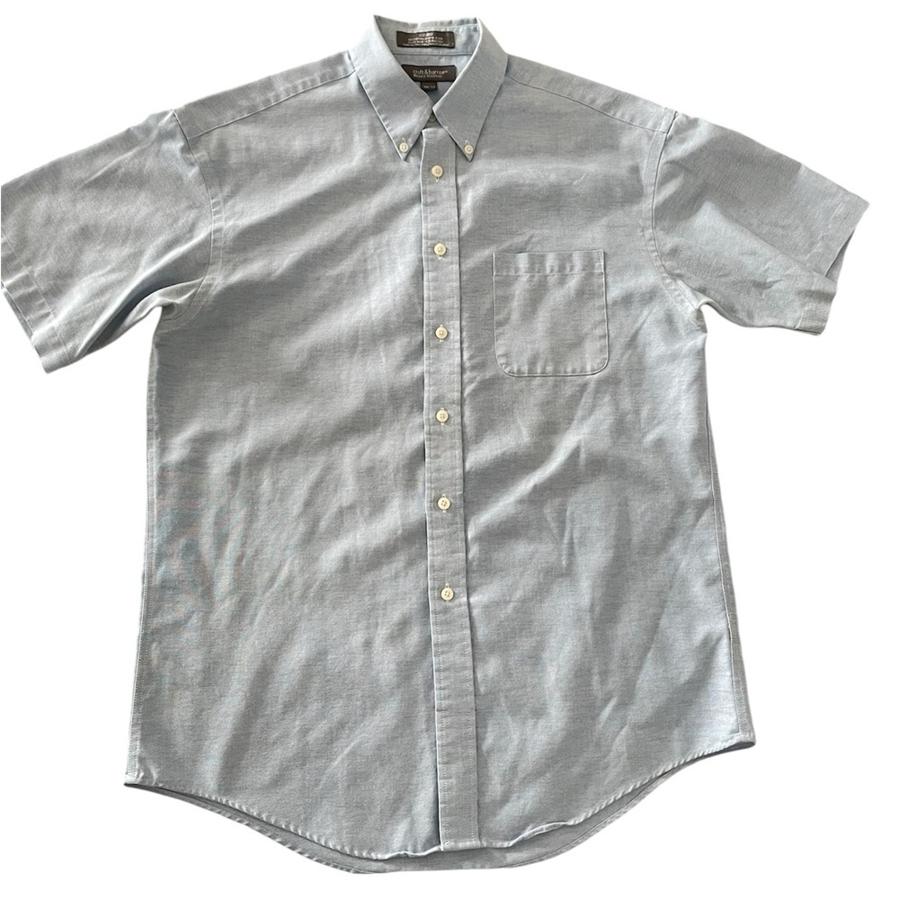 Mens Croft & Barrow Wrinkle Resistant Short Sleeve Button Up Shirt Size 15 1/2